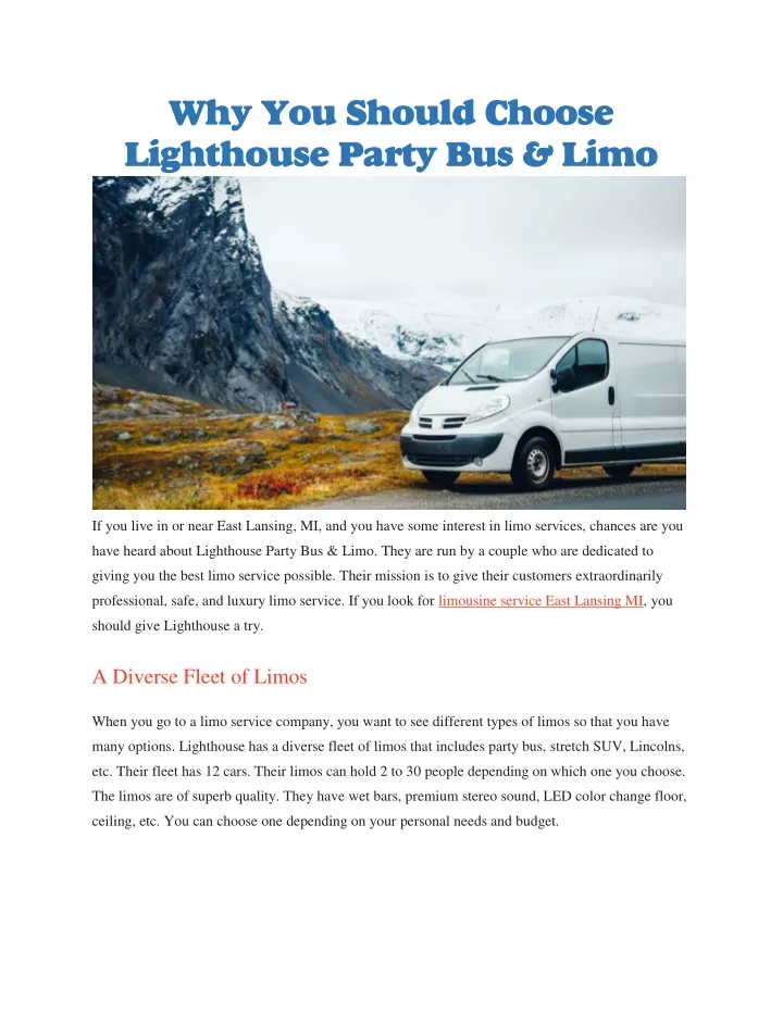 why you should choose lighthouse party bus limo