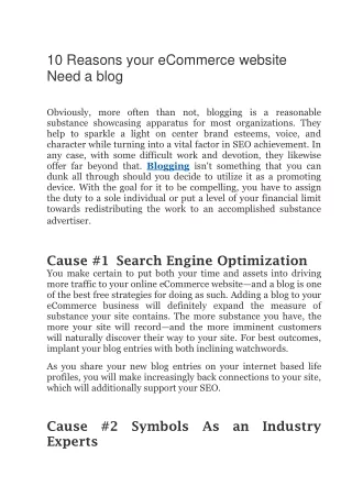 10 Reasons your eCommerce website Need a blog