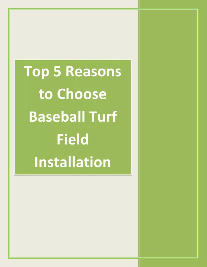 top 5 reasons to choose baseball turf field