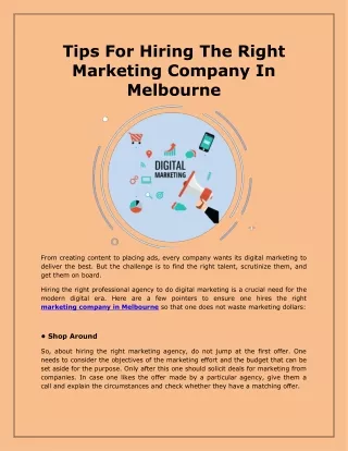 Tips For Hiring The Right Marketing Company in Melbourne