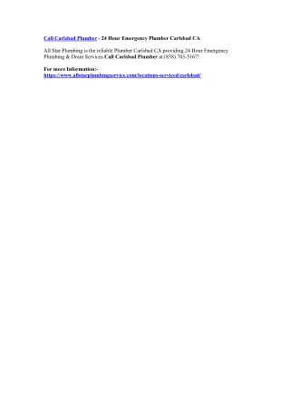 call carlsbad plumber 24 hour emergency plumber