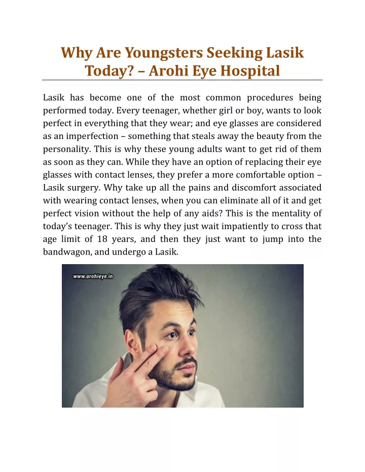 why are youngsters seeking lasik today arohi