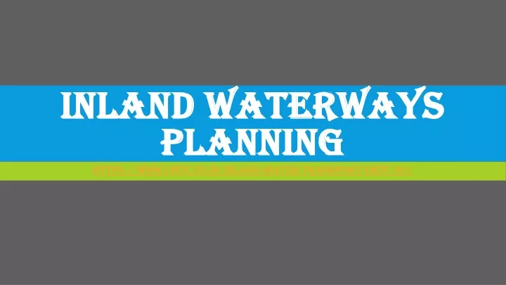 inland waterways planning