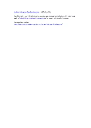 android enterprise app development ais technolabs