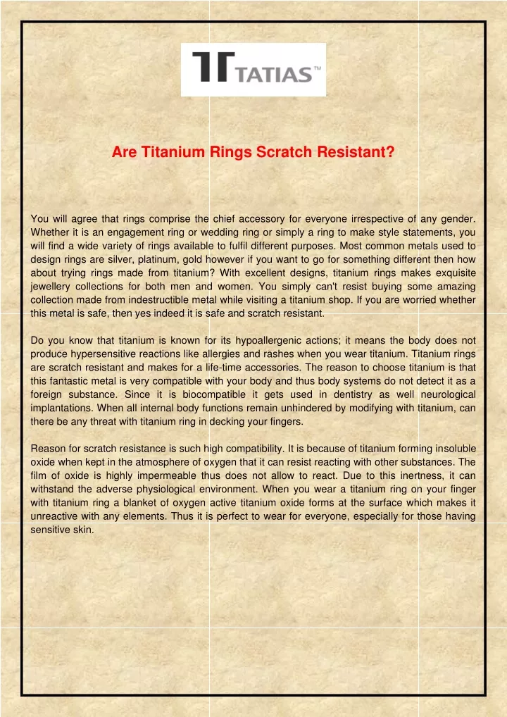 are titanium rings scratch resistant