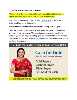 Get Instant Cash for Gold in Delhi NCR