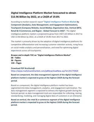 digital intelligence platform market forecasted