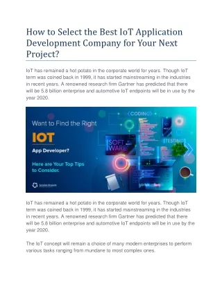 how to select the best iot application
