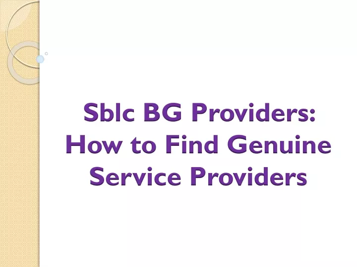 sblc bg providers how to find genuine service providers