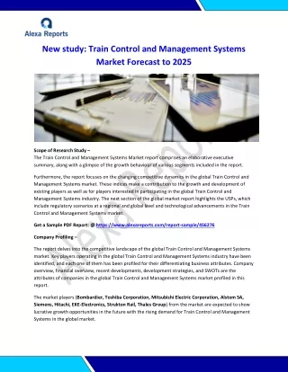 New study: Train Control and Management Systems Market Forecast to 2025