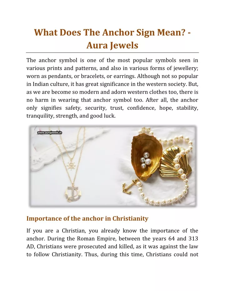 what does the anchor sign mean aura jewels