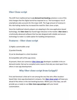 Uber Clone Script | Uber App Clone | Uber Clone App