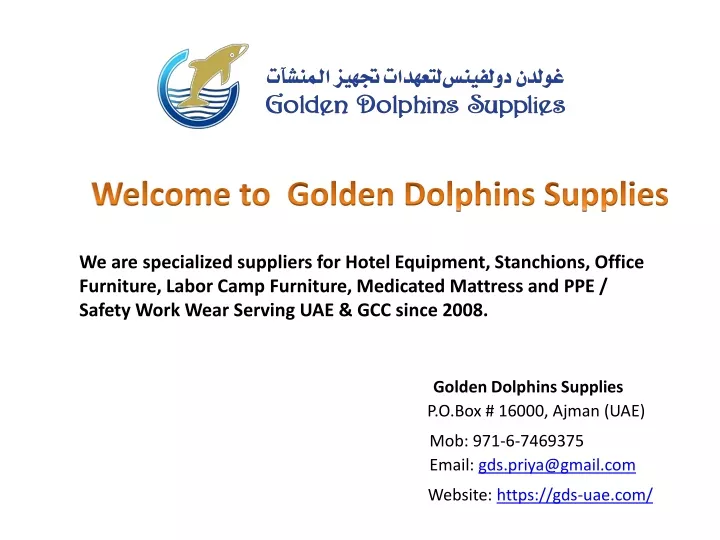 welcome to golden dolphins supplies