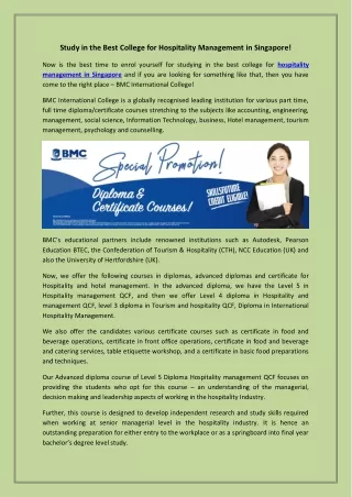 study in the best college for hospitality