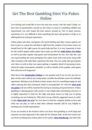 get the best gambling sites via pulses online