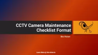 CCTV Camera Maintenance Checklist Format | Bio-Vision
