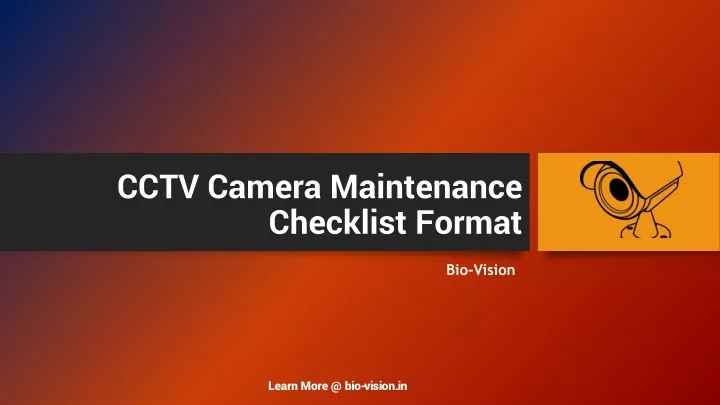 cctv camera maintenance checklist format