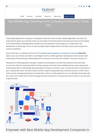 Mobile App Development Company in Texas