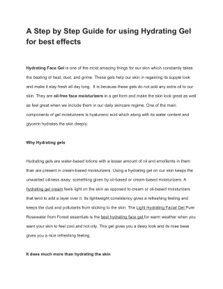 A Step by Step Guide for using Hydrating Gel for best effects