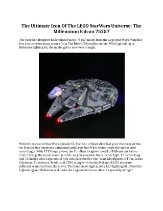 THE ULTIMATE ICON OF THE LEGO STARWARS UNIVERSE: THE MILLENNIUM FALCON 75257
