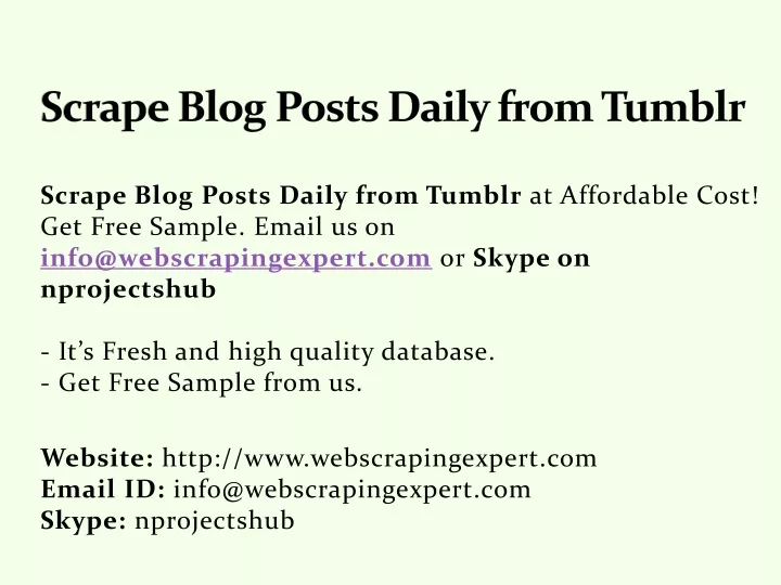 scrape blog posts daily from tumblr