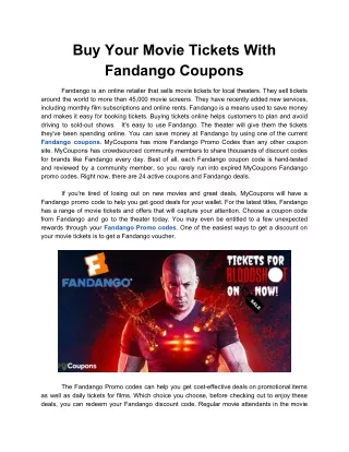 Buy Your Movie Tickets With Fandango Coupons