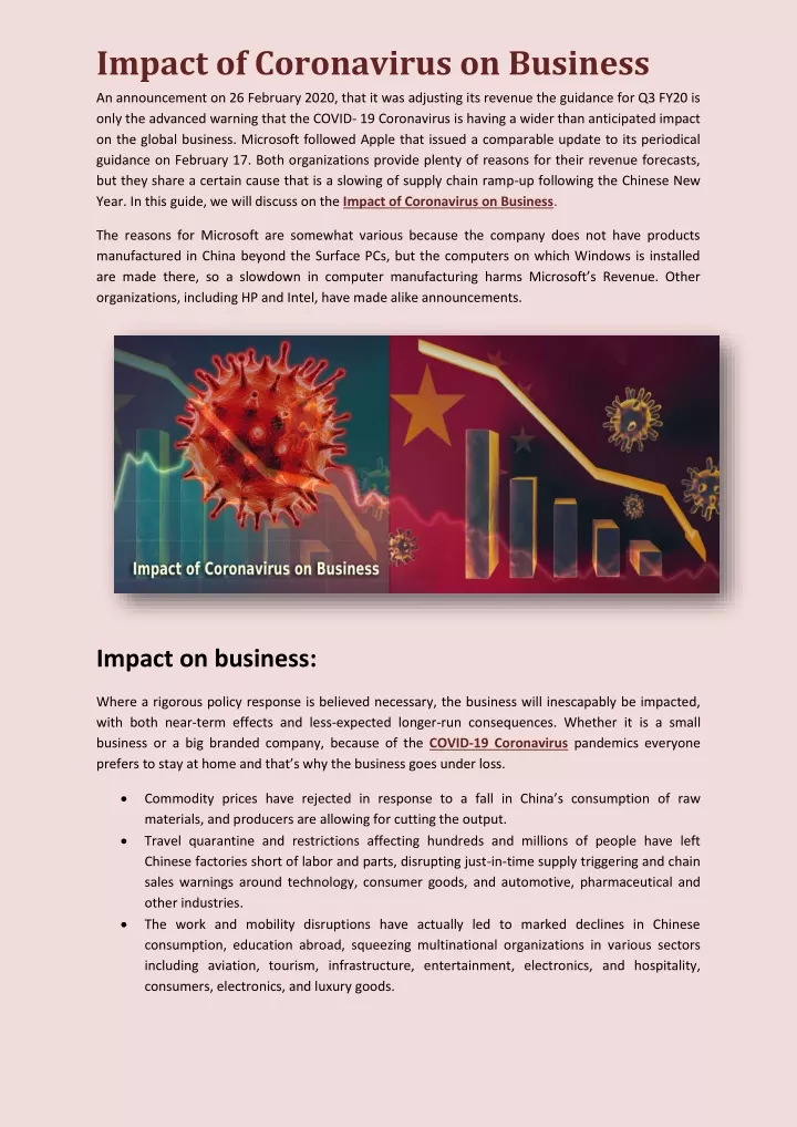 impact of coronavirus on business