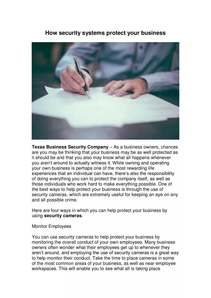 how security systems protect your business