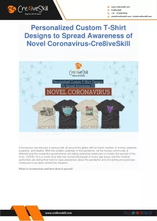 Personalized Custom T-Shirt Designs to Spread Awareness of Novel Coronavirus