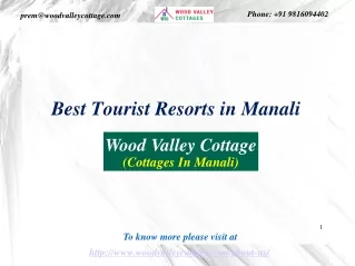 Best Tourist Resorts in Manali