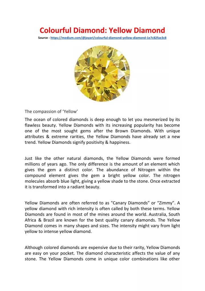colourful diamond yellow diamond source https