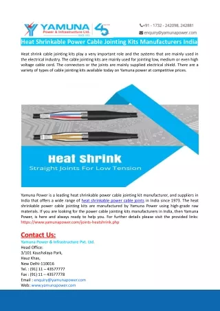 heat shrinkable power cable jointing kits