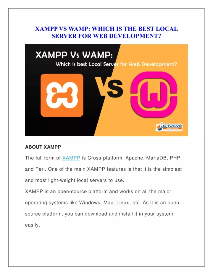 xampp vs wamp which is the best local server