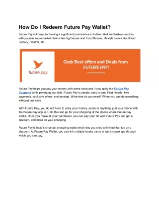 how do i redeem future pay wallet