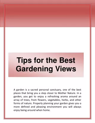tips for the best gardening views
