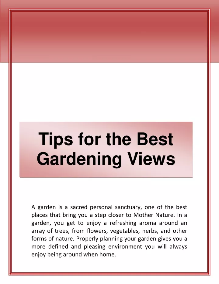 tips for the best gardening views