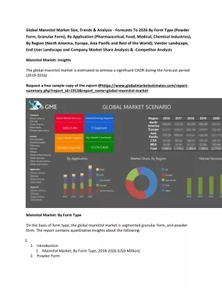 global mannitol market size trends analysis
