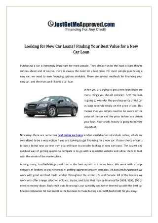 Best Online Car Loans