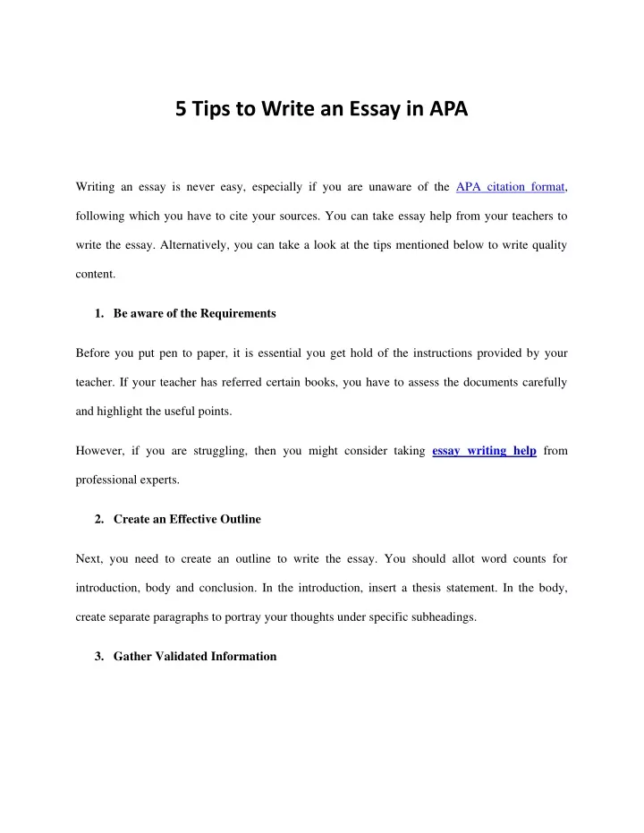 5 tips to write an essay in apa