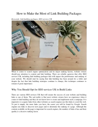 how to make the most of link building packages