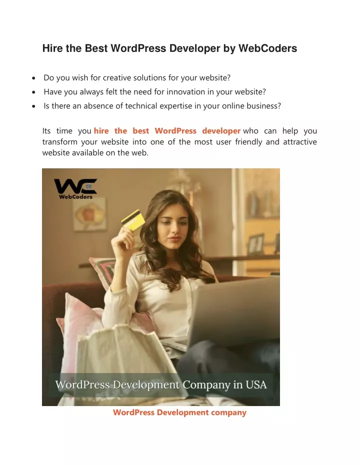 hire the best wordpress developer by webcoders