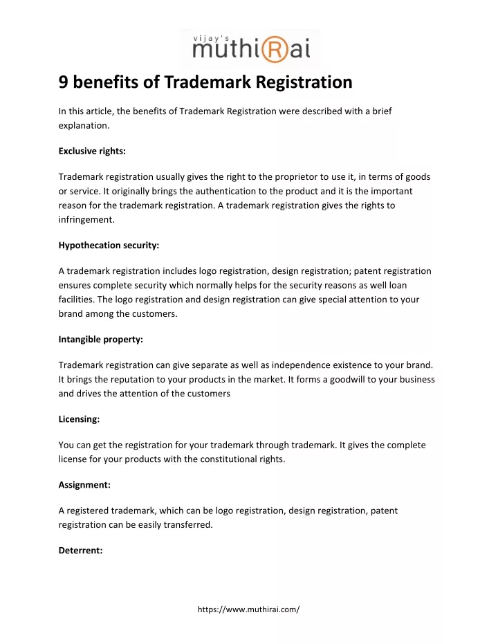 9 benefits of trademark registration