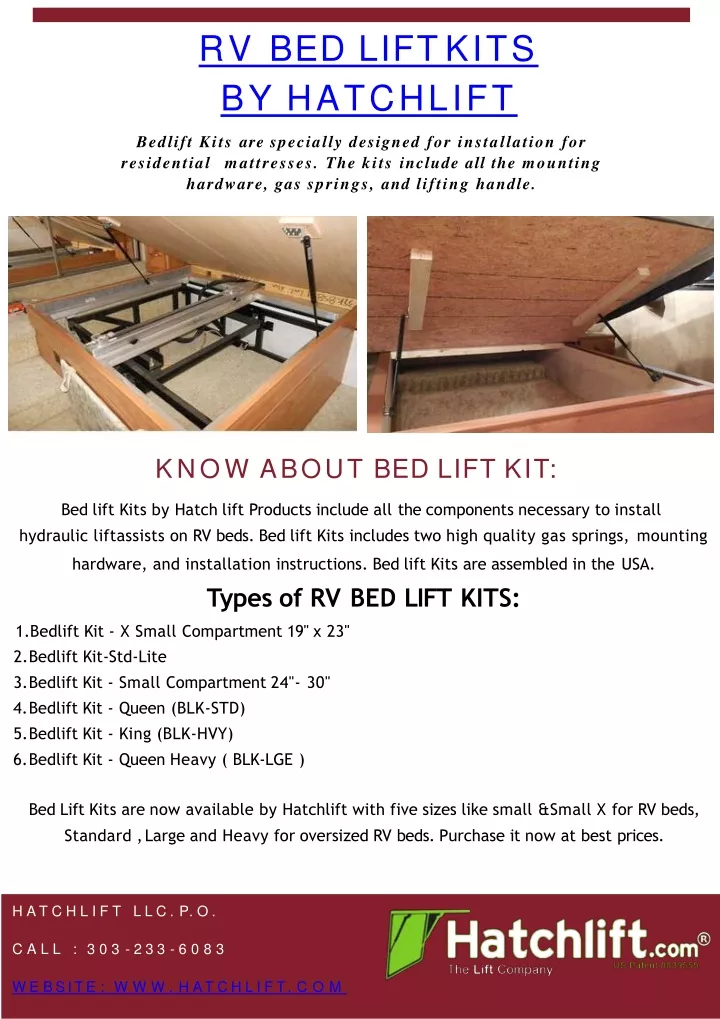 rv bed lift kits by hatchlift