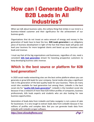 how can i generate quality b2b leads