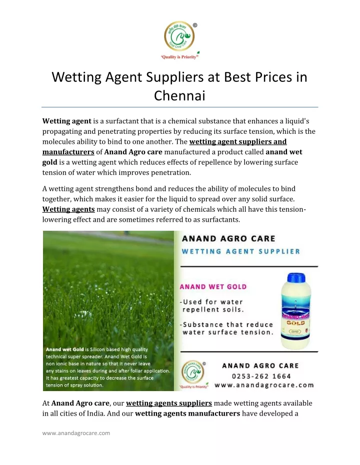 wetting agent suppliers at best prices in chennai