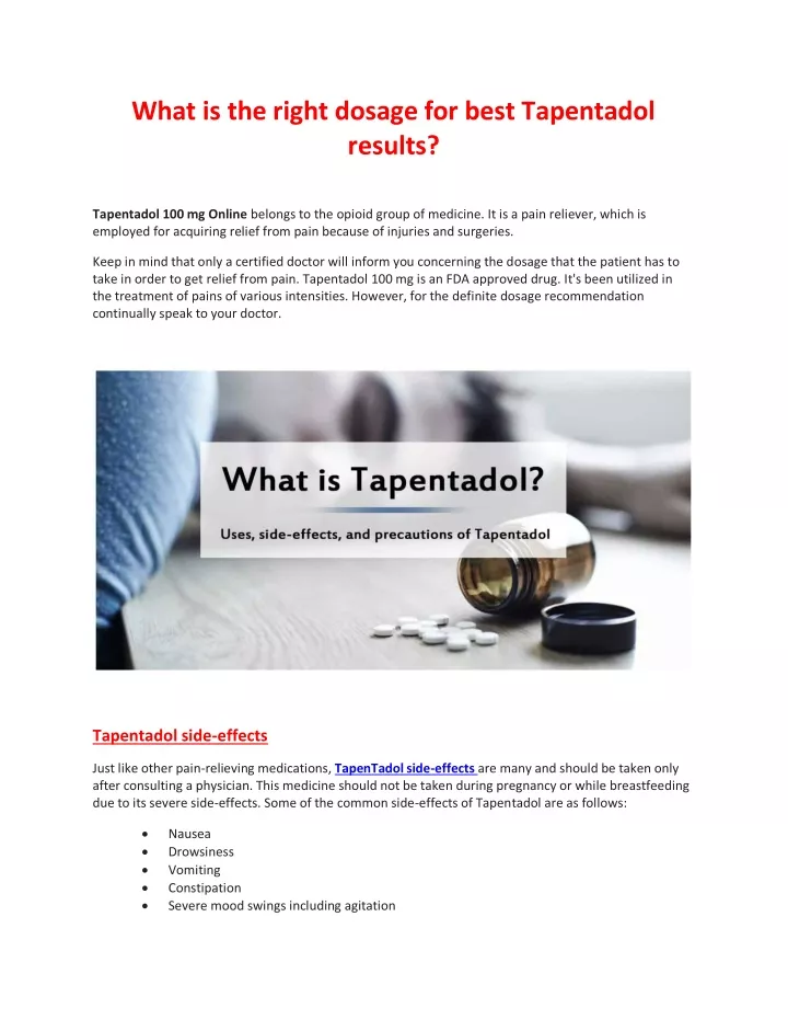 what is the right dosage for best tapentadol