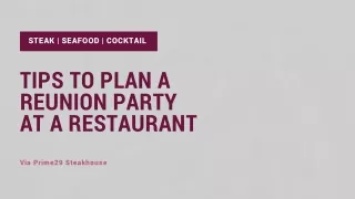 Tips to Plan a Reunion Party at a Restaurant