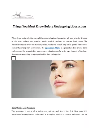 Things You Must Know Before Undergoing Liposuction