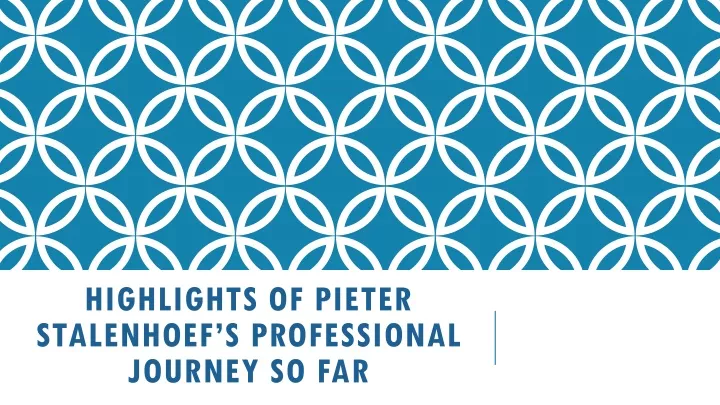 highlights of pieter stalenhoef s professional journey so far