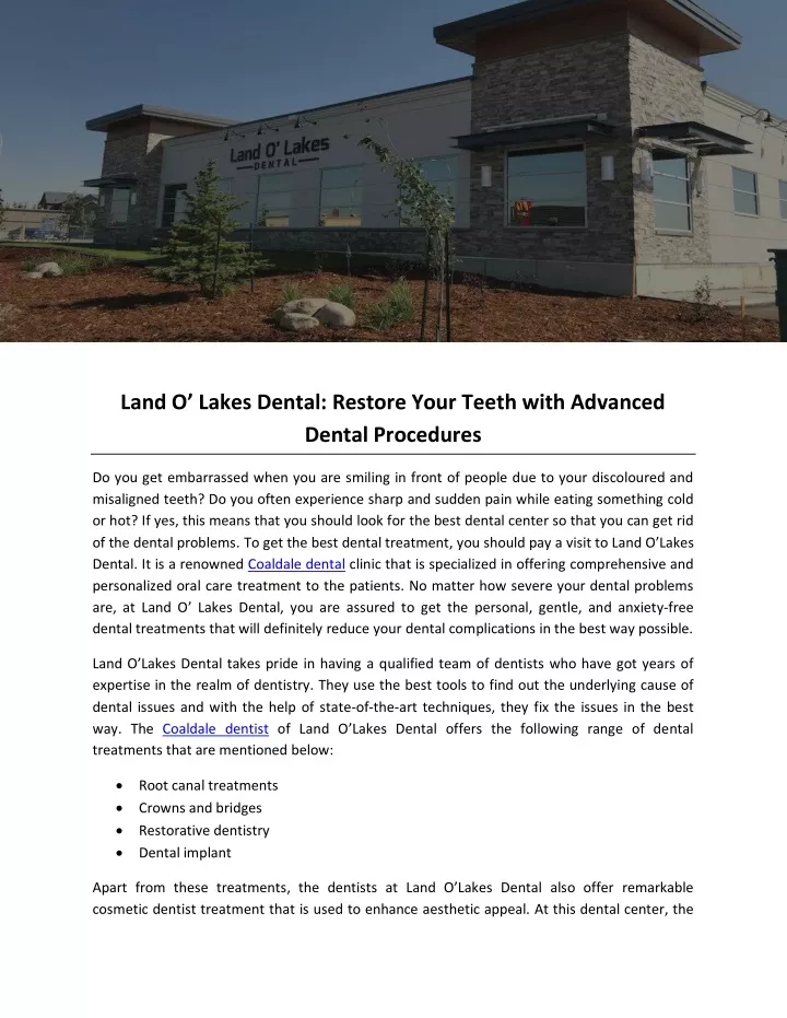land o lakes dental restore your teeth with